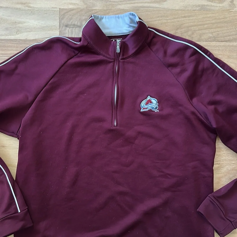 Colorado Avalanche NHL hockey 1/4 zip maroon golf sweater by Adidas men's size L
